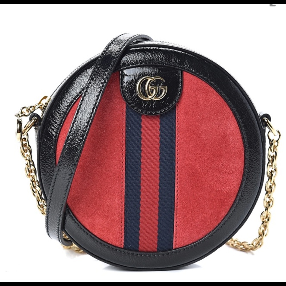SOLD Gucci Mini Ophidia Round bag In Red Suede